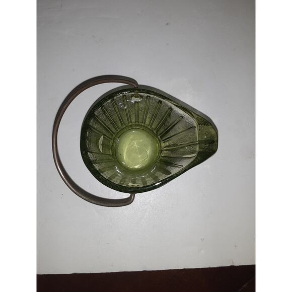 Vintage Hazel Atlas Green Mini Glass Coal/Ash Tray/Scuttle Bucket w/ Wire Handle - Picture 1 of 6